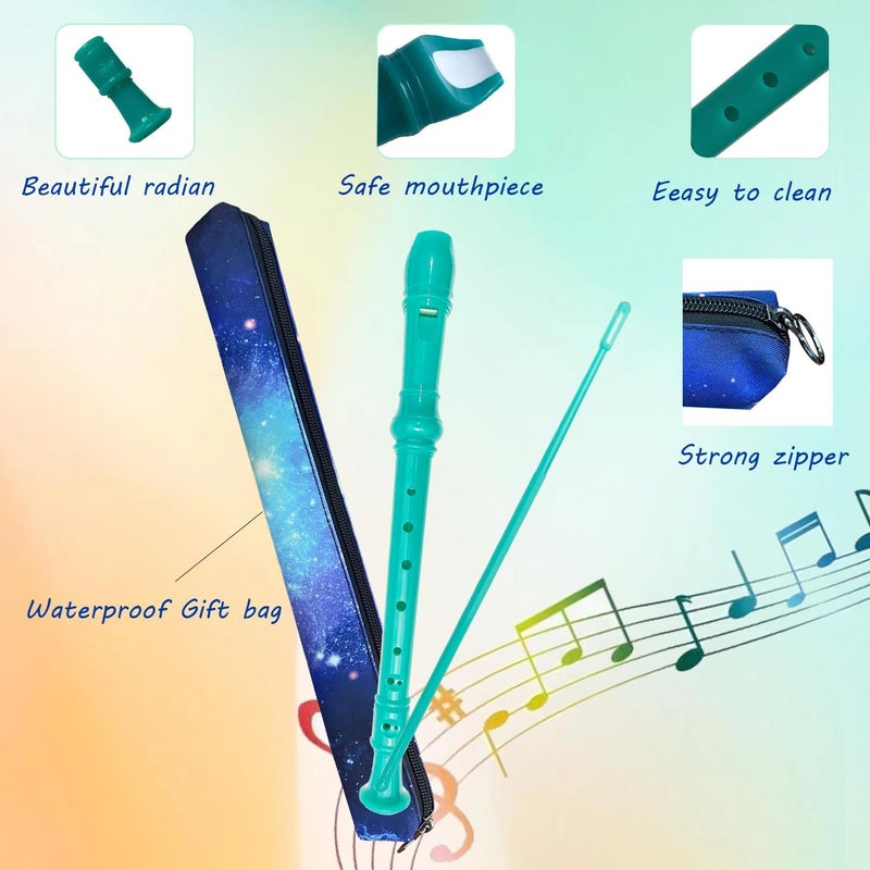 Auteey 8 Holes Soprano Recorder with Cleaning Rod and Bag, Professional German Style C Key Recorder for Kids Beginners Students(Green) - Image 3